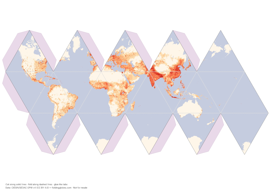 Population Density folding globe net