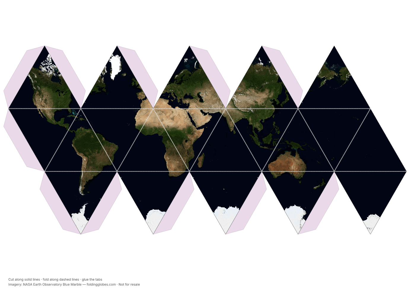 Icosahedron paper globe net